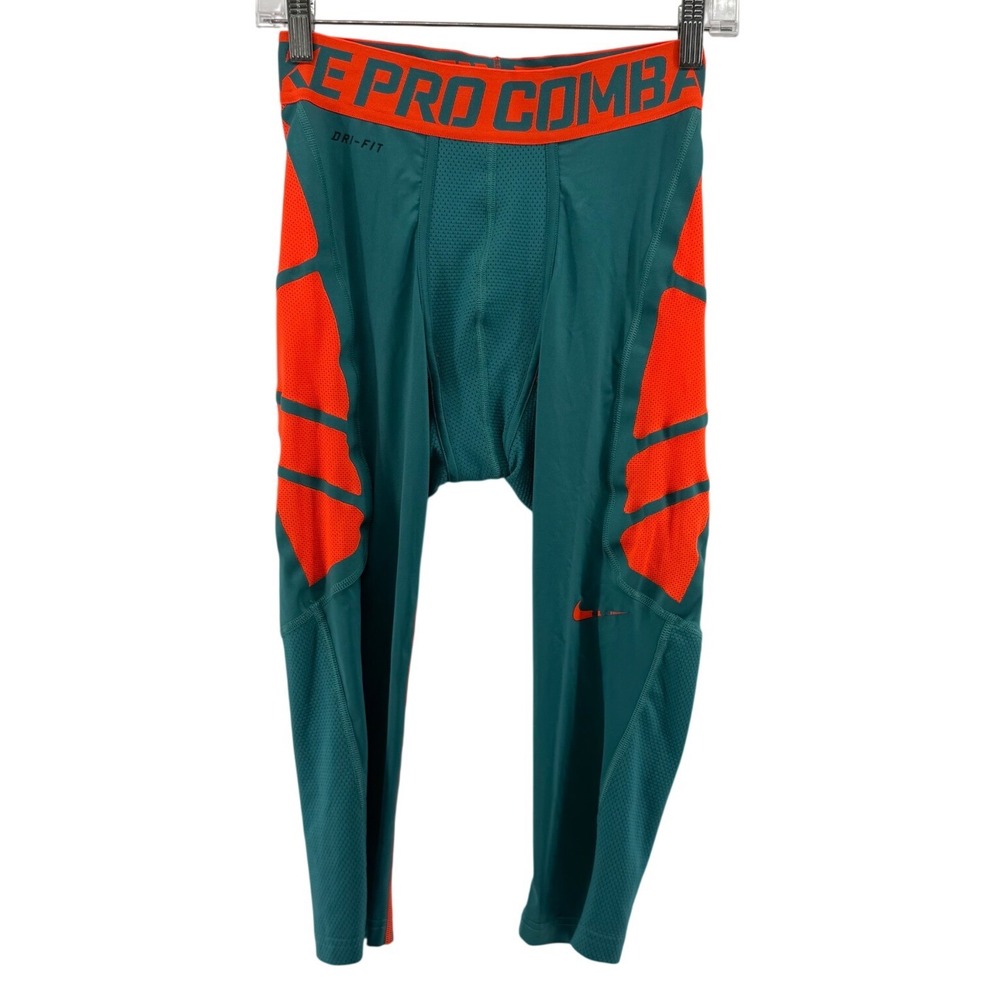 Nike Pro Combat Dri-FIT Athletic Compression  Mens Large Teal Orange Leggings